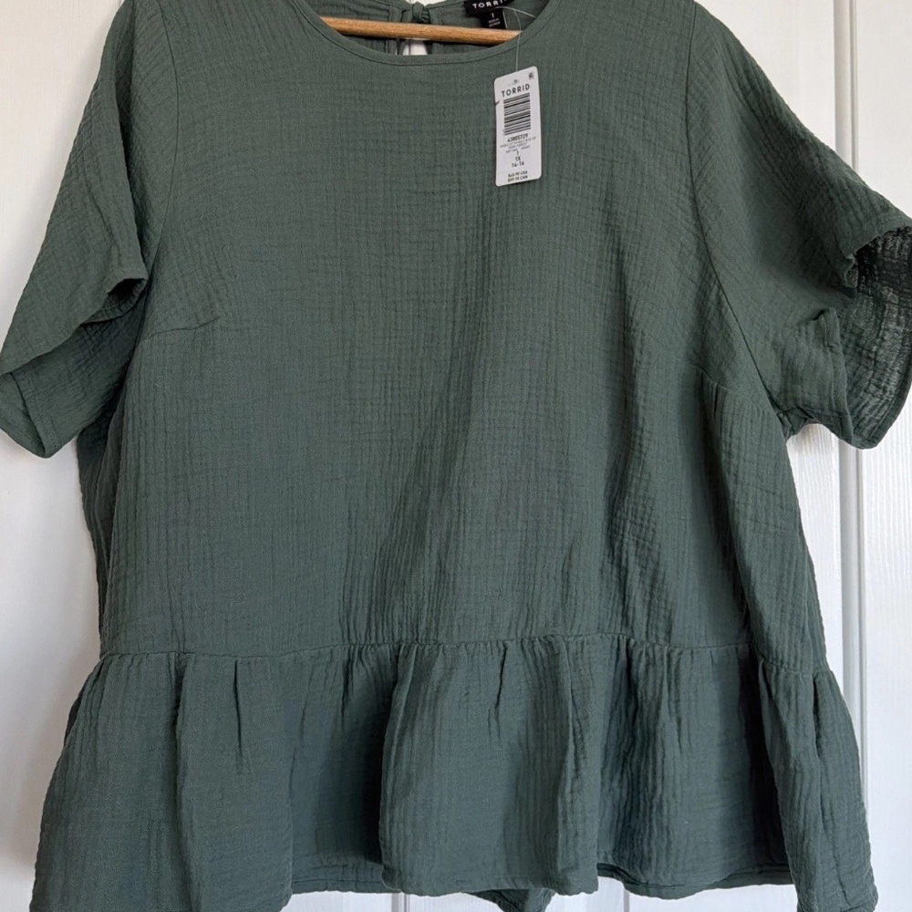 Torrid Double Cotton Back Tie Dark Forest Top 1X